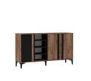 Buffet Bas 3 Portes Farfalle L160cm Bois Foncé Et Anthracite