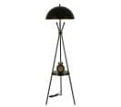 Lampadaire Trépied Design Champignon Avec Table D'appoint Intégrée Thomas H165cm Métal Noir