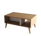 Table Basse Avec Rangement Elena L90cm Bois Chêne Clair Et Blanc