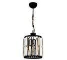 Suspension 1 Lampe Farla D20cm Métal Noir Et Verre Cristal Transparent