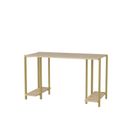 Bureau Style Minimaliste Moderne Davy L125cm Bois Clair Et Or