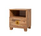 Table De Chevet Perth Bois Clair Motif Fleurs Jaune