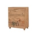 Commode 3 Tiroirs Perth L80xh95cm Bois Motif Abstrait Feuille Et Fleur