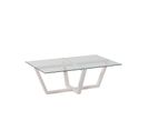 Table Basse Moderne Dinter L105cm Bois Massif Blanc Et Verre Transparent