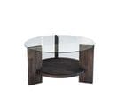 Table Basse Ronde Wilds D75cm Bois Massif Anthracite Et Verre Transparent