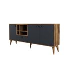 Buffet Moderne 4 Portes Sened L180cm Anthracite Et Bois Foncé