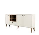 Buffet Moderne 4 Portes Sened L180cm Crème Et Bois Foncé