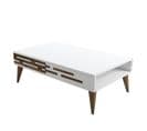 Table Basse Design Oviva L105cm Bois Foncé Et Blanc