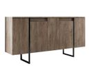 Buffet Bas Sibylle L160cm Métal Noir Et Bois Foncé