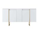 Buffet Bas Sibylle L160cm Métal Or Et Bois Blanc