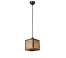 Suspension Moderne à Cannage Guzal L26xh26cm Rotin Naturel Et Bois Foncé