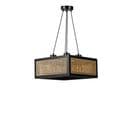 Suspension Moderne à Cannage Guzal L41xh41cm Rotin Naturel Et Bois Noir