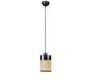 Suspension Moderne Avec Cannage Zeuris D14cm Rotin Naturel Et Métal Noir