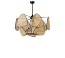 Suspension Style Vintage Avec Cannage Hella L70cm Motif Triangles Rotin Naturel Et Métal Noir