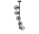 Suspension Moderne Boules De Verre Fumé Gris 5 Lampes Sinsai H90cm Métal Noir