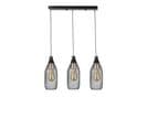 Suspension Style Industriel 3 Ampoules Grillo Abat-jour Bouteille Filaire Métal Noir