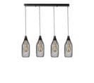 Suspension Style Industriel 4 Ampoules Grillo Abat-jour Bouteille Filaire Métal Noir