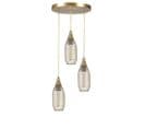 Suspension Style Industriel 3 Ampoules Grillo Abat-jour Bouteille Filaire Métal Or