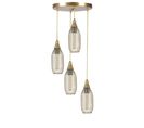 Suspension Style Industriel 4 Ampoules Grillo Abat-jour Bouteille Filaire Métal Or