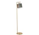 Lampadaire Moderne Simar H154cm Abat Jour Effet Lambris Vert Avec Support Métal Or