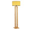 Lampadaire Design Robian H150cm Abat Jour Jaune Et Noir Et Support Avec Cannage Bois Clair