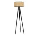 Lampadaire Design Ciol L155cm Abat Jour Avec Cannage Beige Avec Support Bois Noir