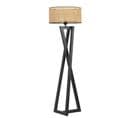 Lampadaire Design Ciol H166cm Abat Jour à Cannage Beige Avec Support Bois Noir