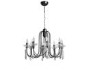 Lustre Moderne 8 Lumières Lilia D65cm Cristal Et Verre Transparent Et Métal Noir