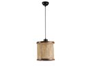 Suspension Gykati D25cm Abat Jour Avec Cannage Beige Et Bois Foncé