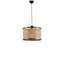 Suspension Gykati D40cm Abat Jour Avec Cannage Rotin Beige Et Bois Foncé