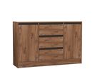 Buffet 2 Portes Et 3 Tiroirs Orian L140cm Bois Clair Et Anthracite