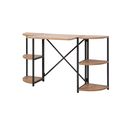 Bureau Style Industriel Indjaro L138cm Bois Clair Et Métal Noir