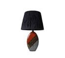 Lampe à Poser Design Yolly D33cm Tissu Noir Et Céramique Motif Africain Rouge, Noir Et Gris