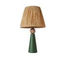 Lampe à Poser Style Contemporain Ekimo D24cm Abat Jour Tissu Brun Avec Base Céramique Effet Bois