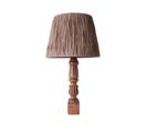 Lampe à Poser Style Vintage Hany D33cm Bois Tourné Naturel Et Tissu Marron