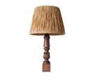 Lampe à Poser Style Vintage Hany D33cm Bois Tourné Foncé Et Tissu Brun