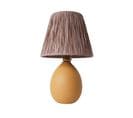 Lampe à Poser Moderne Evalia D24cm Raphia Marron Et Céramique Orange