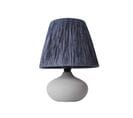 Lampe à Poser Moderne Evaly D24cm Raphia Gris Foncé Et Céramique Grège