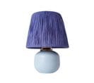 Lampe à Poser Style Contemporain Havany D20cm Abat Jour Tissu Bleu Indigo Avec Base Céramique Bleu