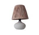 Lampe à Poser Moderne Evaly D24cm Raphia Marron Et Céramique Grège