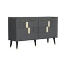 Buffet Style Scandinave Jasim L150cm Motif Géométrique Anthracite Et Or