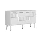 Buffet Style Scandinave Jasim L150cm Motif Géométrique Blanc Et Argent