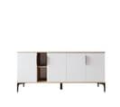 Buffet Moderne 4 Portes Terez L180cm Blanc Et Chêne Clair