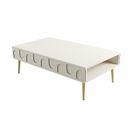 Table Basse Design Ponzay L105cm Crème Et Or
