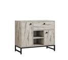 Buffet Moderne 2 Portes Et 1 Tiroir Elssa L90cm Effet Marbre Blanc Et Noir