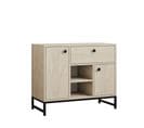 Buffet Moderne 2 Portes Et 1 Tiroir Elssa L90cm Effet Travertin Beige Et Noir