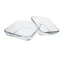 Lot De 2 Plats Culinaires En Verre "carrées" 28cm Transparent