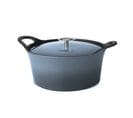 Volcan - Cocotte Ronde 20cm Fonte De Fer Émaillée Bleue Denim Avec Couvercle