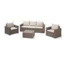 Salon De Jardin En Imitation Résine Tressée Allibert Avec Table Basse - 5 Personnes - Beige