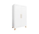 Lisa - Armoire Enfant 2 Portes En Bois - Blanc / Naturel